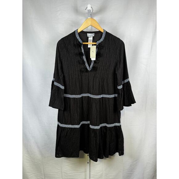 Tommy Bahama Cotton Clip Embroidered Coverup Dress NEW Black Size XS - Picture 1 of 7